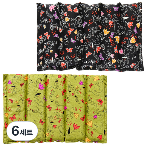 아이러브허브 허브 다용도 찜질팩 소 2p 카키 + 블랙, 6세트