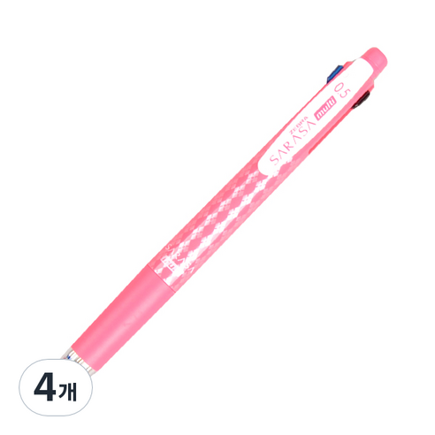 제브라 볼샤 사라사 4색 볼펜 0.5mm + 샤프 0.5mm J4SA11, 핑크, 4개