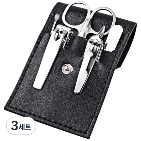 리빙홈디테일 휴대용 손톱깍이 7종 세트, 3세트, 블랙