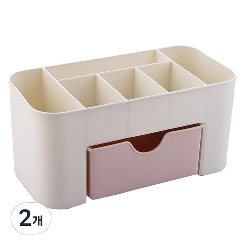 아뚜 다용도 서랍 화장품 책상 수납 정리함, 핑크, 2개