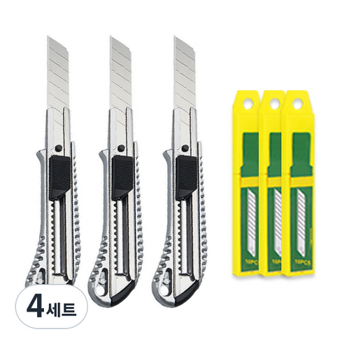 다다 합금 슬리브 커터칼 3p + 칼날 30p, 혼합색상, 4세트