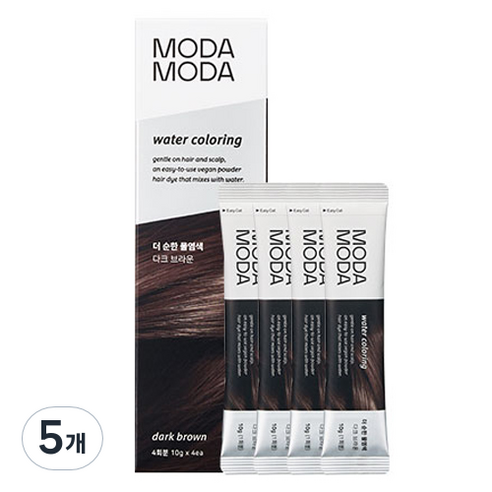 모다모다 더 순한 물염색제 4p, 다크브라운, 40g, 5개