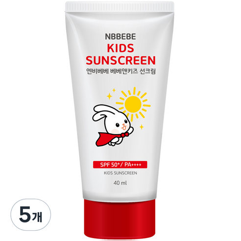 엔비베베 아동용 베베앤키즈 선크림 SPF50+ PA++++, 40ml, 5개