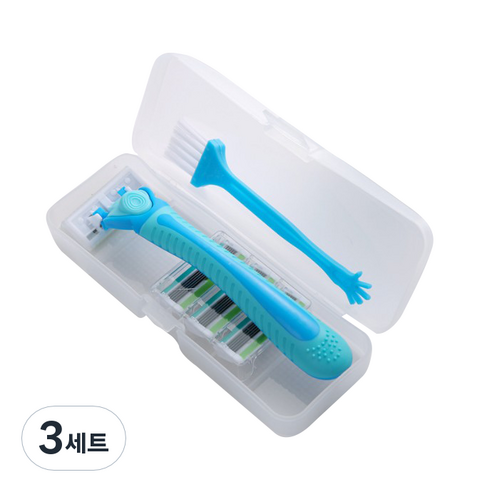 라젠다 여성용 면도기 날포함 블루 + 청소솔 랜덤발송 세트, 3세트
