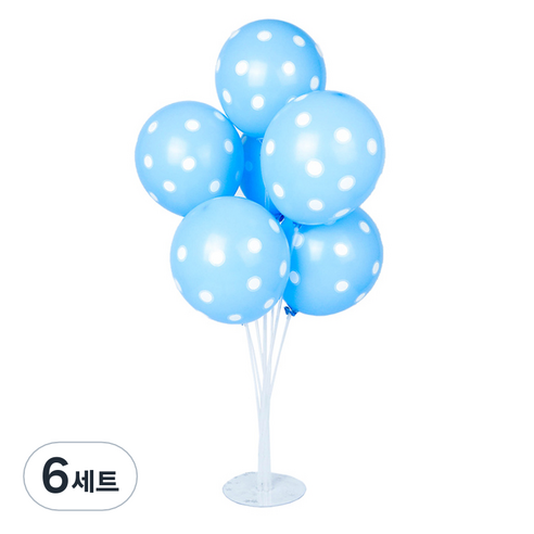 파티쇼 풍선꽂이 장식세트 70cm, 도트라이트블루, 6세트
