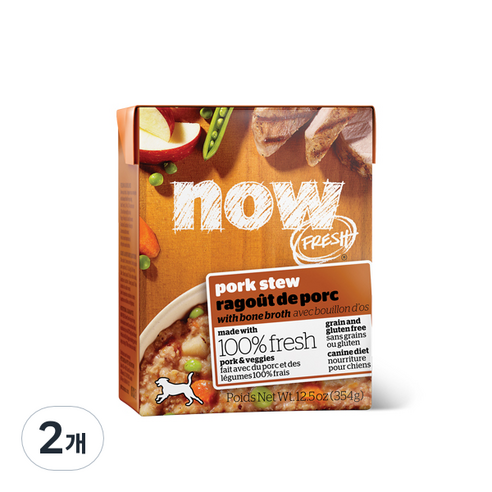 나우 프레쉬 테트라 스튜 강아지 주식 파우치, 돼지, 354g, 2개