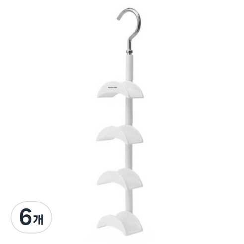 마켓플랜 360도 회전 4단 수납 가방걸이, 화이트, 6개