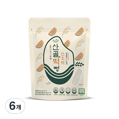에코맘의산골이유식 산골떡뻥, 단호박맛, 20g, 6개