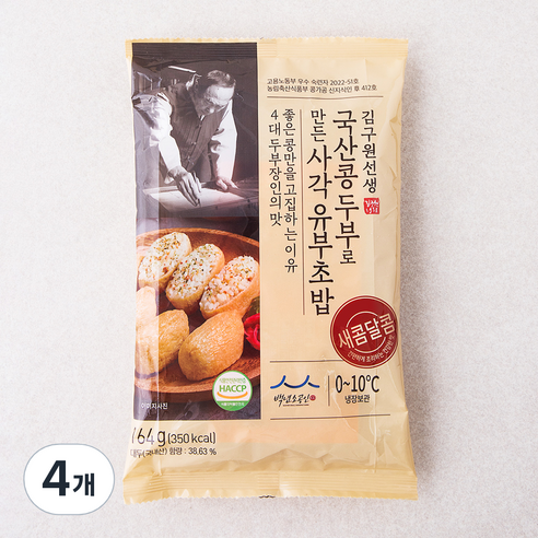 김구원선생 국산콩 두부로 만든 사각 유부초밥, 164g, 4개