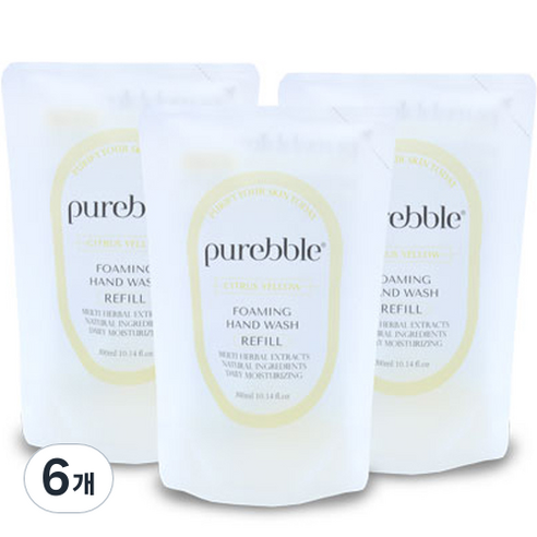 퓨어블 포밍 핸드워시 리필 옐로우 300ml, 시트러스향, 6개