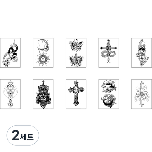 패션 팔 목 등 타투 스티커 10종 세트, J-04, 2세트