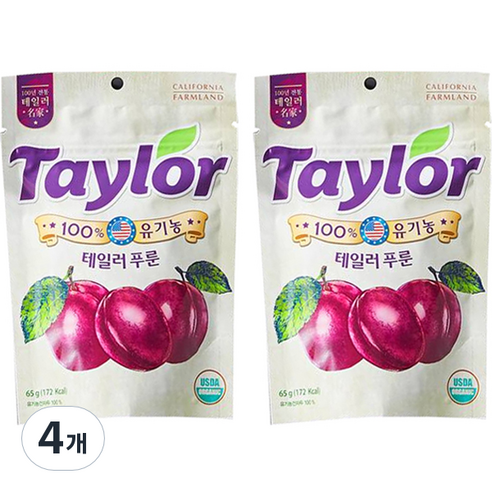 테일러 유기농 푸룬건자두, 65g, 4개
