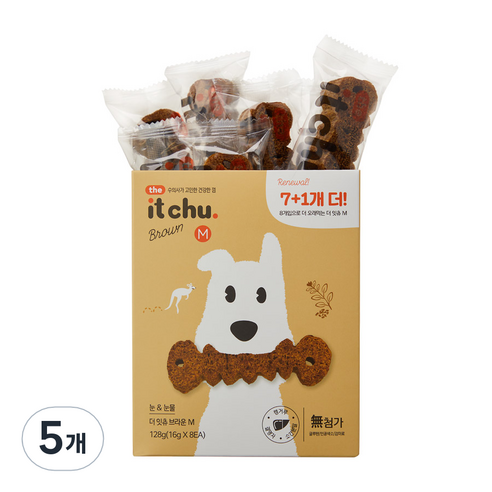 더 잇츄 M 강아지간식 덴탈껌 128g, 브라운 눈물관리, 5개