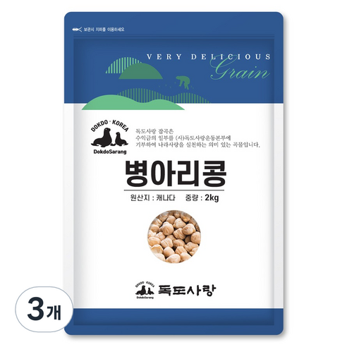 독도사랑 병아리콩, 2kg, 3개