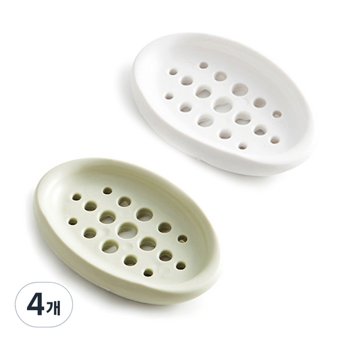 비누받침, 화이트 + 그린, 4개