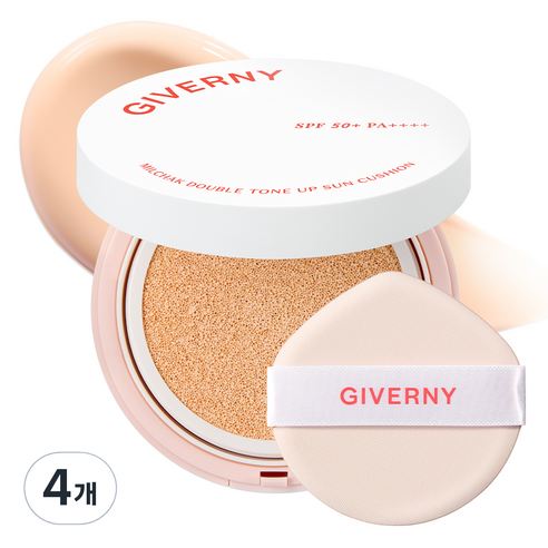 지베르니 밀착 더블 톤업 클리어 선쿠션 아이보리 SPF50+ PA++++, 25g, 4개
