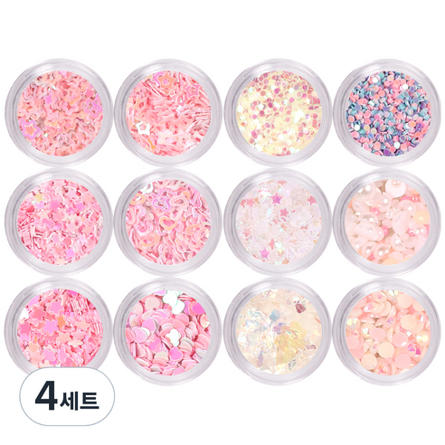 메이브라운 별하트진주핑크네일 패키지 네일글리터 M10112, 혼합 색상, 4세트