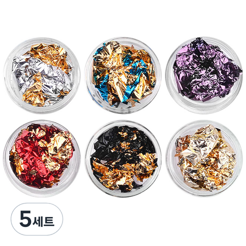 메이브라운 컬러 네일 호일랩 글리터 6종세트 M10127, 혼합 색상, 5세트
