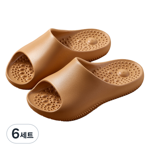 언헤브 스타일리쉬 지압 슬리퍼 세트 270, 02 브라운, 6세트