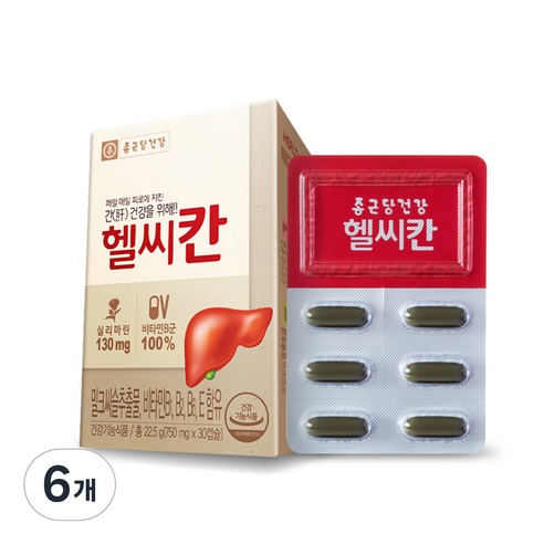 종근당건강 헬씨칸 밀크씨슬 영양제, 30정, 22.5g, 6개