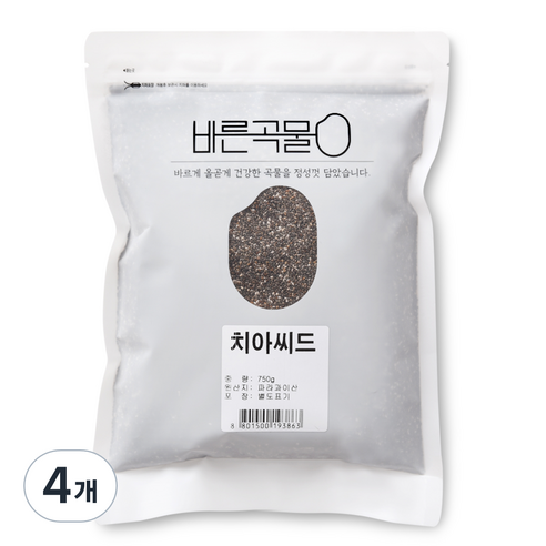 바른곡물 치아씨드, 750g, 4개