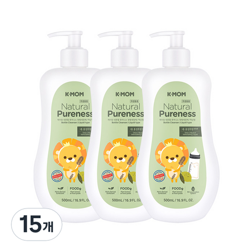 케이맘 퓨어니스 젖병세정제 액상형 용기, 500ml, 15개