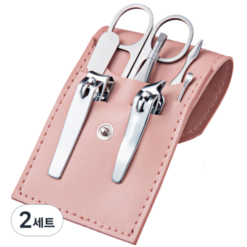 리빙홈디테일 휴대용 손톱깍이 7종 세트, 2세트, 핑크