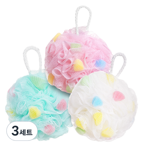 리브모어 버블 스펀지 거품 샤워볼 3종 세트, 혼합색상, 3세트 까사로마이태리타올