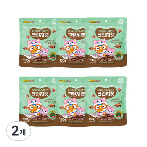 뽀로로펫 고양이 간식 크런치캣 150g x 6p, 소고기 + 클로로필 혼합맛, 900g, 2개