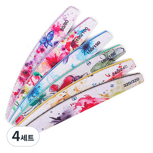 메이브라운 손톱연장 전용 네일파일 6종세트 C19-et013, 4세트, 혼합 색상