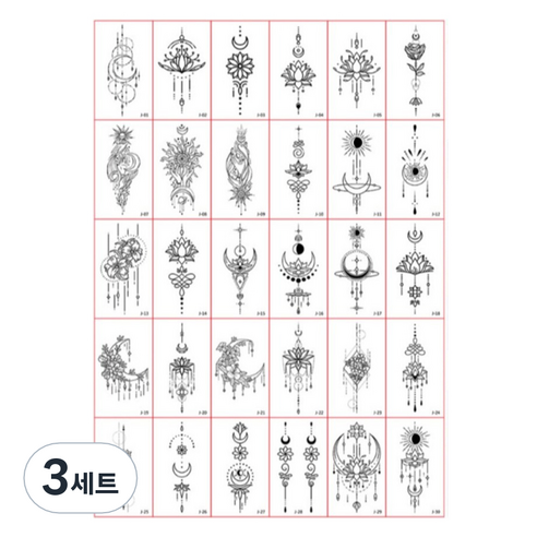 포커머스 헤나 타투 스티커 미니 30종 세트, 3세트, J타입