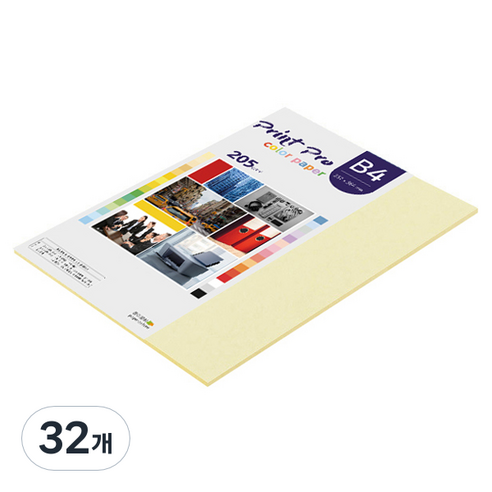 종이문화 프린트프로 두꺼운 칼라복사지 205g No 01 레몬, 32개, B4