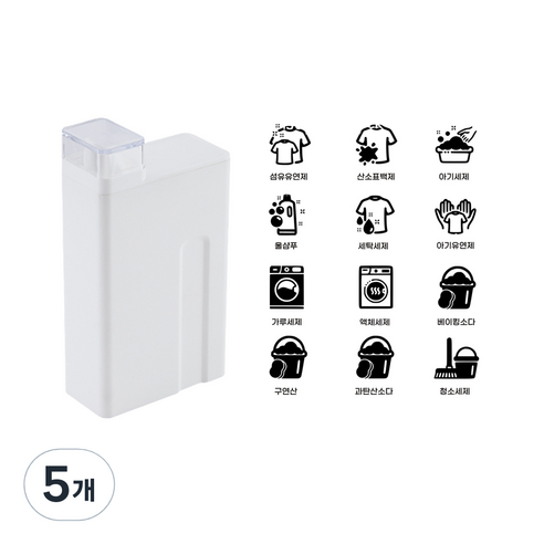 엔씨씨 세제 디스펜서 + 방수라벨스티커 12종, 화이트, 5개