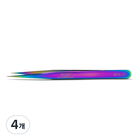 비투스 속눈썹 핀셋 MCS-12, 레인보우, 4개