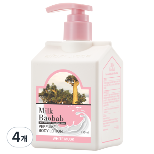밀크바오밥 퍼퓸 바디로션 화이트머스크, 250ml, 4개