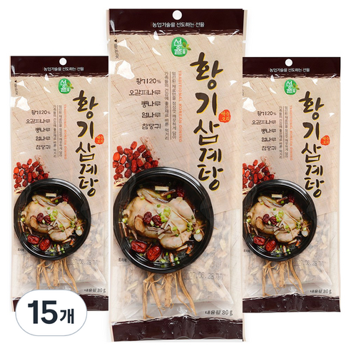 선율 황기 삼계탕 삼계오리 백숙재료, 15개, 80g