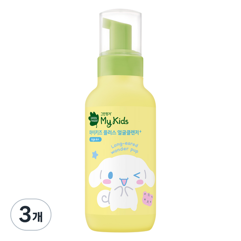 그린핑거 마이키즈 플러스 산리오 얼굴클렌저, 3개, 200ml
