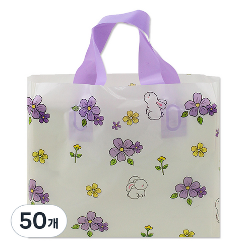 아이엔피 LDPE 손잡이 비닐백 소 30 x 20 cm, 04 퍼플플라워, 50개
