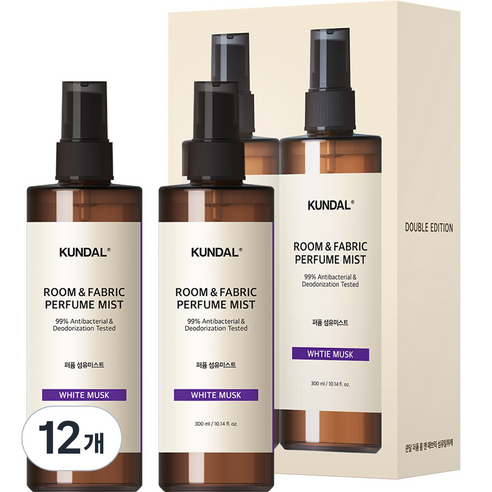 쿤달 퍼퓸 룸 앤 패브릭 섬유탈취제 화이트머스크향, 300ml, 12개, 화이트머스크