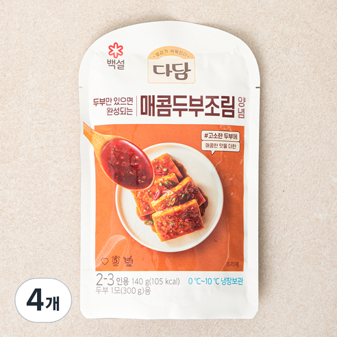 다담 매콤 두부조림 양념, 140g, 4개