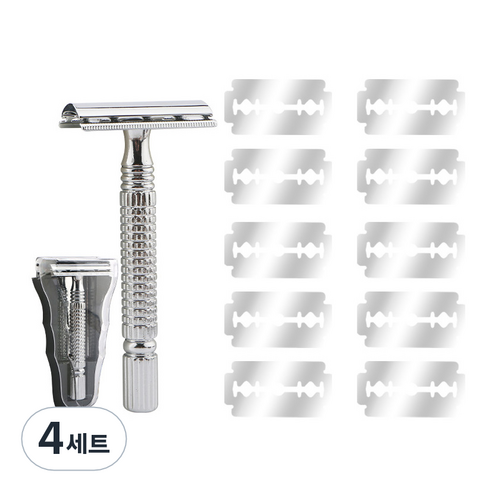 코메리 클래식 안전 양날 B0587 02 면도기 + 면도날 10p, 4세트
