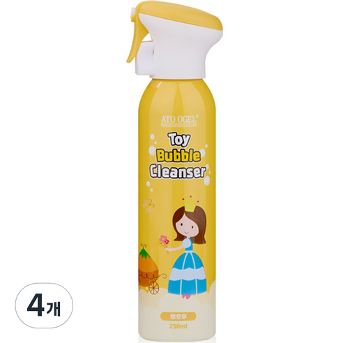 아토오겔 유아용 토이 버블 클렌저 옐로우 레몬향, 250ml, 4개