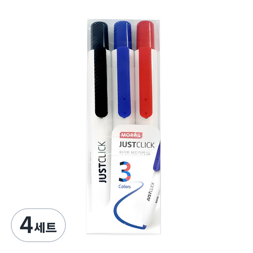 모리스 저스트 클릭 보드마카 M 3색, 블랙,블루,레드, 4세트