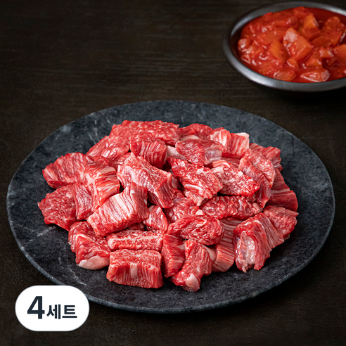 우미학 한우 정성 모듬 국거리용 1++ 등급(냉장) 300g + 깍두기볶음밥용 깍두기장 150g, 4세트