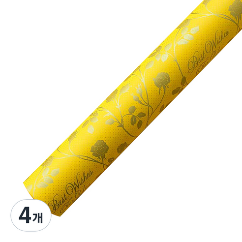포포팬시 도트장미 종이포장지 53cm x 20m, 노랑, 4개