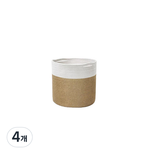 GUNU 홈인테리어 로프 다용도 바구니 20cm, 옐로우화이트, 4개