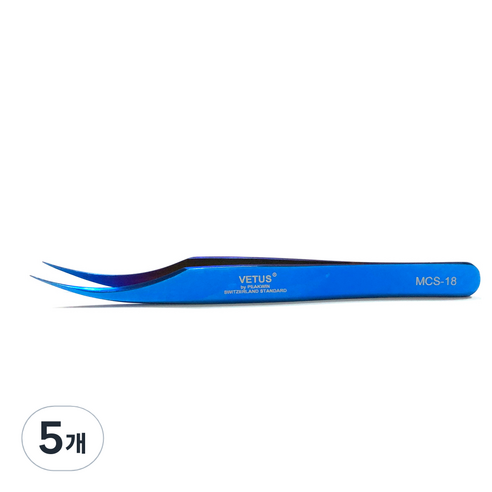 비투스 속눈썹 핀셋 MCS-18, 블루, 5개