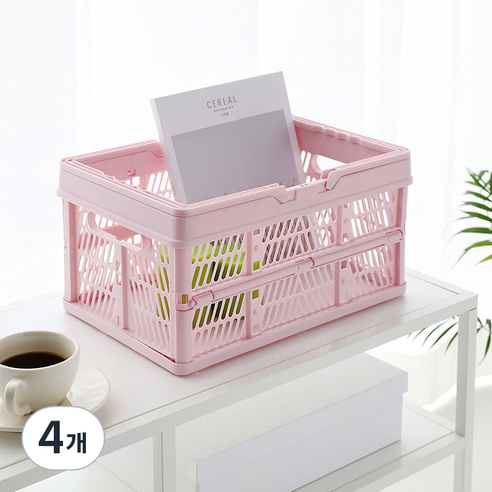 마켓비 KONTINO 폴딩바스켓 18L, 원톤핑크, 18L, 4개