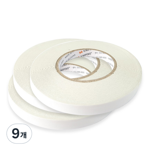 엠파이어 산업용 강력 양면테이프 1.2cm x 50m, 화이트, 9개