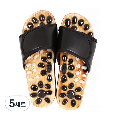 마켓A 조약돌 마노 발지압 슬리퍼 265-270mm, 5세트, 블랙